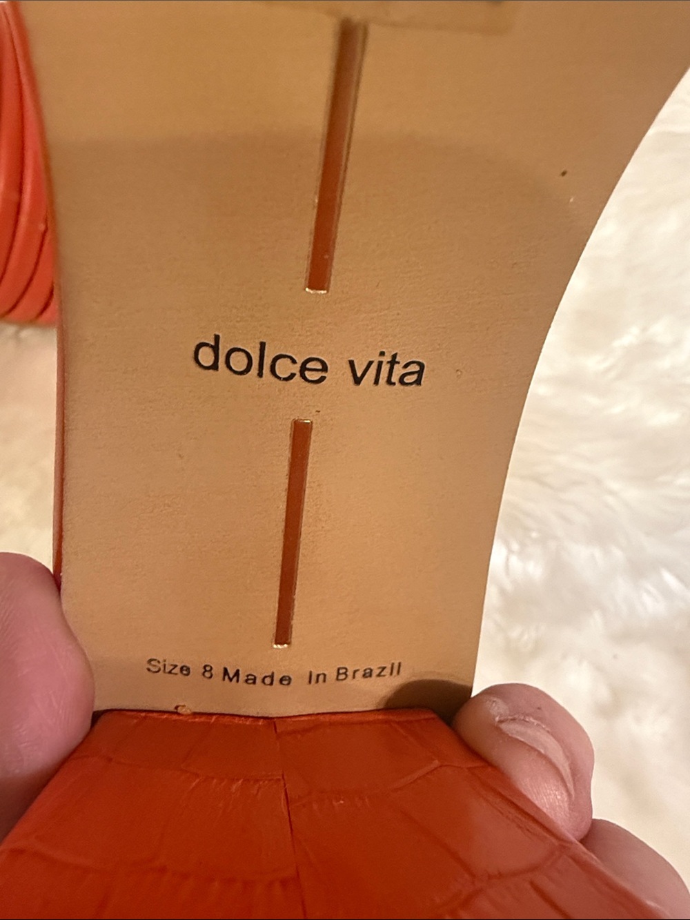 Dolce Vita Orange Tubular Strap Block Heel Slide Sandals Size 8 NWOT Brazil - Picture 7 of 7